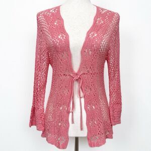 Vtg Y2K Victorias Secret Angels Sweater Womens Medium* Pink Crochet Fairy‎ 2005